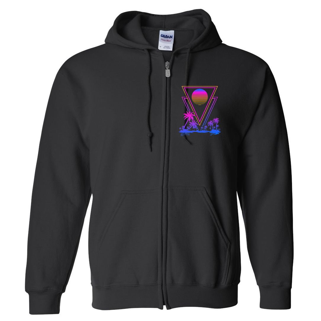 90s Vaporwave Aesthetic Palm Trees Full Zip Hoodie