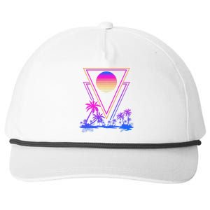 90s Vaporwave Aesthetic Palm Trees Retro 80s Art Vaporwave Snapback Five-Panel Rope Hat