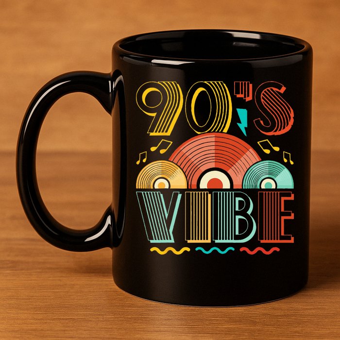 90s Vibe CD 90s Music 1990s Generation Retro Nineties 11oz C Handle Ceramic Mug