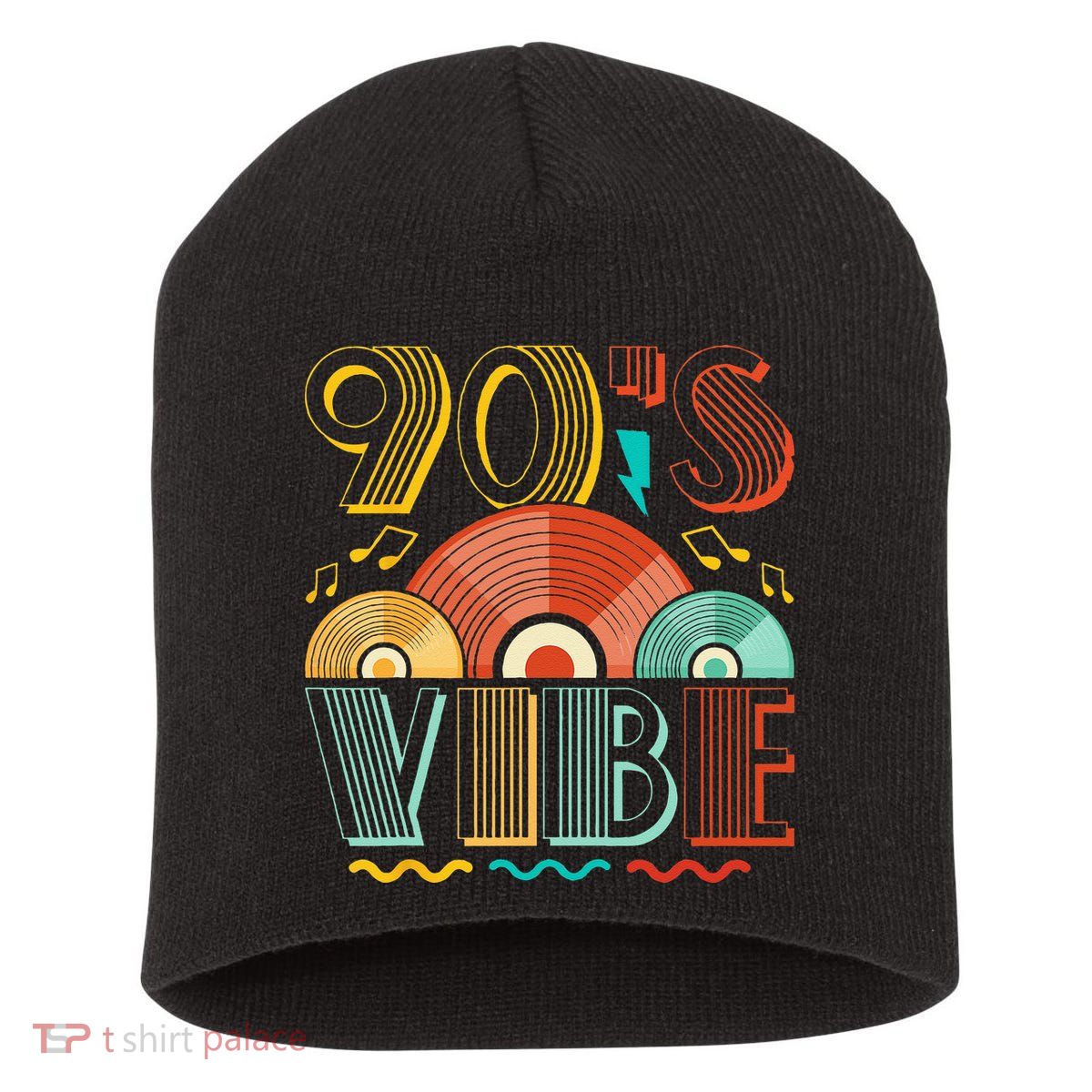 90s Vibe CD 90s Music 1990s Generation Retro Nineties Short Acrylic Beanie