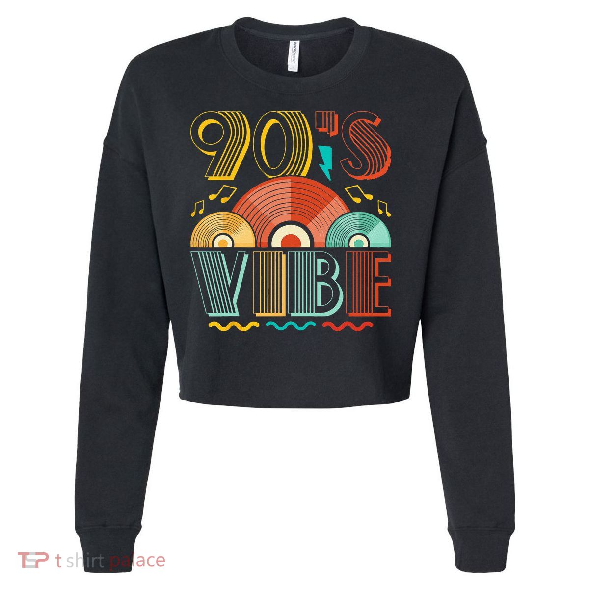 90s Vibe CD 90s Music 1990s Generation Retro Nineties Cropped Pullover Crew