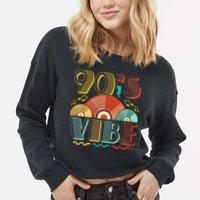 90s Vibe CD 90s Music 1990s Generation Retro Nineties Cropped Pullover Crew