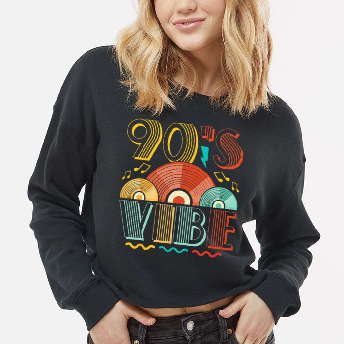 90s Vibe CD 90s Music 1990s Generation Retro Nineties Cropped Pullover Crew