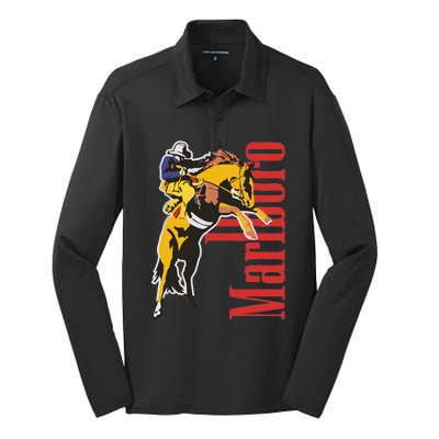 90s Vintage Cowboy Wild West Country Music Silk Touch Performance Long Sleeve Polo