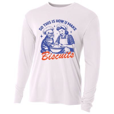 90s Vintage Funny So This Is How You Make Biscuits Cooling Performance Long Sleeve Crew