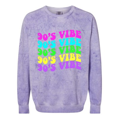 90s Vibe For 90s Music Lover 70 80 90 Style Cool Women Colorblast Crewneck Sweatshirt