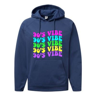 90s Vibe For 90s Music Lover 70 80 90 Style Cool Women Performance Fleece Hoodie