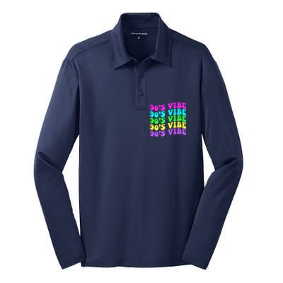 90s Vibe For 90s Music Lover 70 80 90 Style Cool Women Silk Touch Performance Long Sleeve Polo