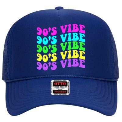 90s Vibe For 90s Music Lover 70 80 90 Style Cool Women High Crown Mesh Back Trucker Hat