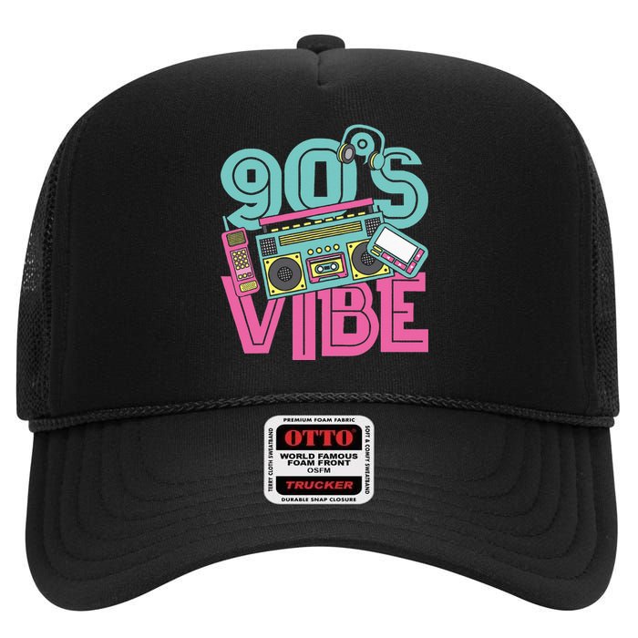 90s Vibe Vintage 1990s Music 90s Costume Party Nineties High Crown Mesh Back Trucker Hat