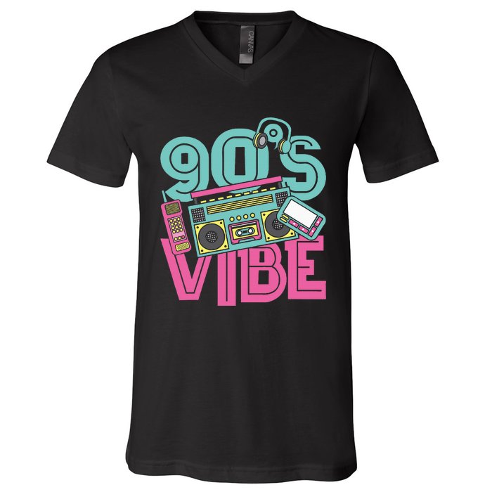 90s Vibe Vintage 1990s Music 90s Costume Party Nineties V-Neck T-Shirt