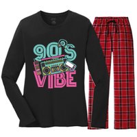 90s Vibe Vintage 1990s Music 90s Costume Party Nineties Women's Long Sleeve Flannel Pajama Set 