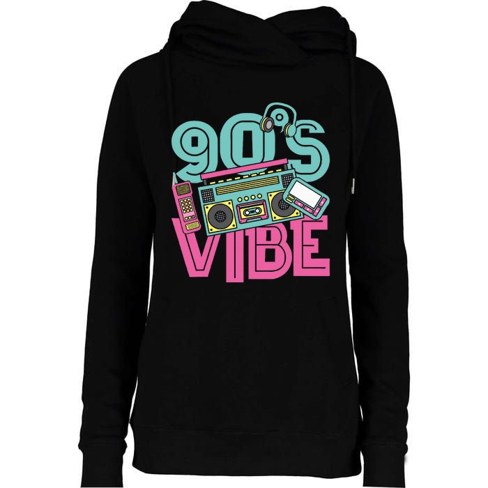 90s Vibe Vintage 1990s Music 90s Costume Party Nineties Womens Funnel Neck Pullover Hood