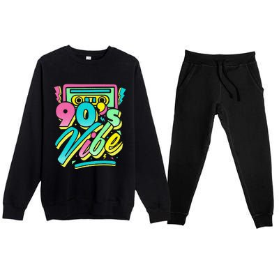 90s Vibe Vintage Retro Costume Party Nineties Premium Crewneck Sweatsuit Set