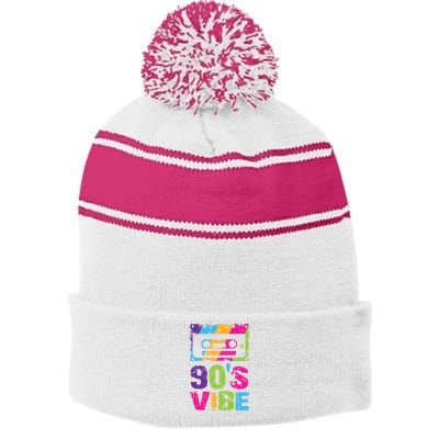 90s Vibe Vintage 1990s Music 90s Costume Party Nineties Stripe Pom Pom Beanie
