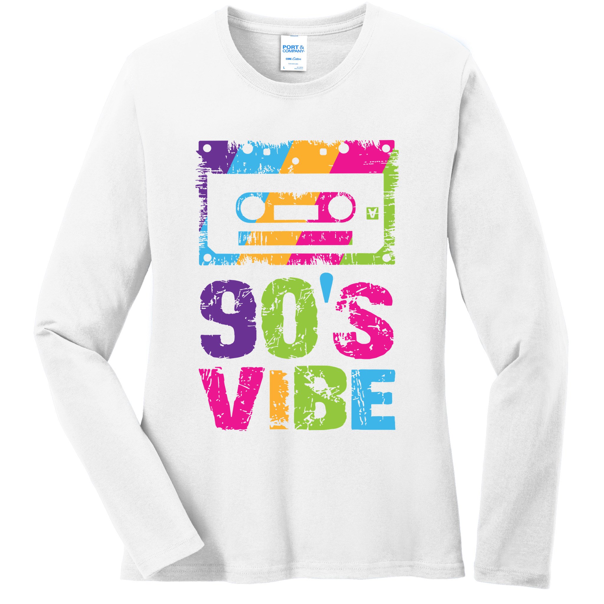 90s Vibe Vintage 1990s Music 90s Costume Party Nineties Ladies Long Sleeve Shirt