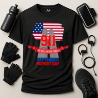 9/11 We Will Never Forget September 11th Patriot Day Cooling Performance Crew T-Shirt