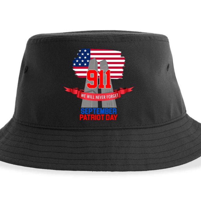 9/11 We Will Never Forget September 11th Patriot Day Sustainable Bucket Hat