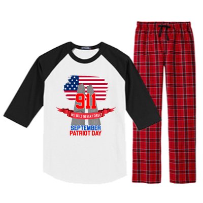 9/11 We Will Never Forget September 11th Patriot Day Raglan Sleeve Pajama Set