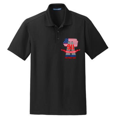 9/11 We Will Never Forget September 11th Patriot Day Dry Zone Grid Polo