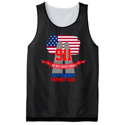 9/11 We Will Never Forget September 11th Patriot Day Mesh Reversible Basketball Jersey Tank