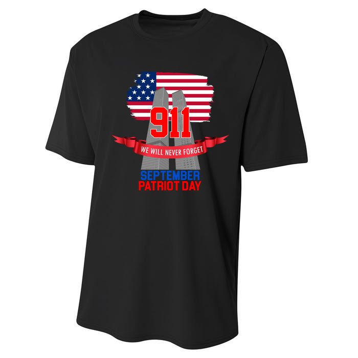 9/11 We Will Never Forget September 11th Patriot Day Performance Sprint T-Shirt