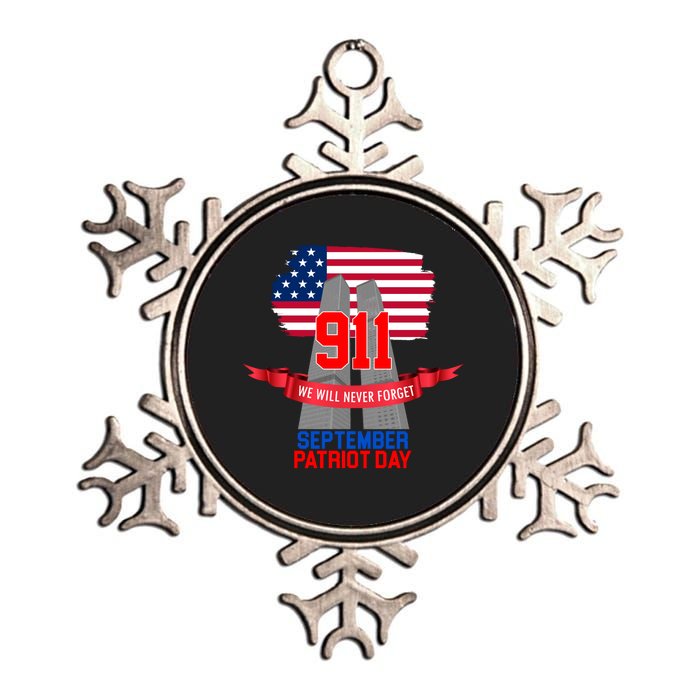 9/11 We Will Never Forget September 11th Patriot Day Metallic Star Ornament