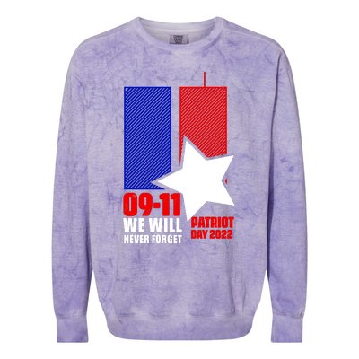 911 We Will Never Forget, 911 Memorial Twin Tower, Patriot Day Colorblast Crewneck Sweatshirt