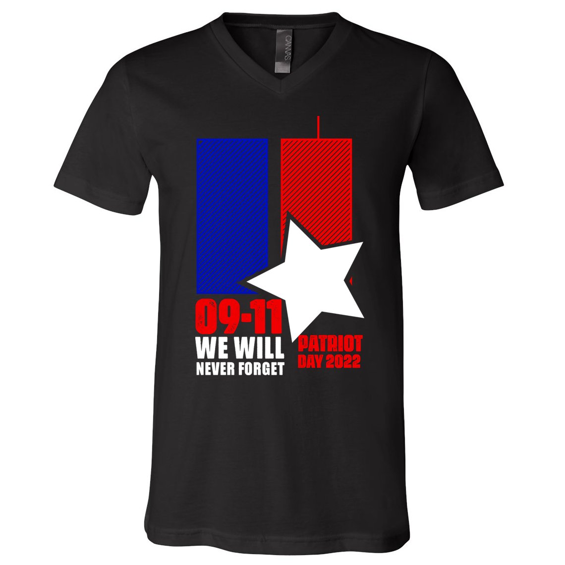 911 We Will Never Forget, 911 Memorial Twin Tower, Patriot Day V-Neck T-Shirt