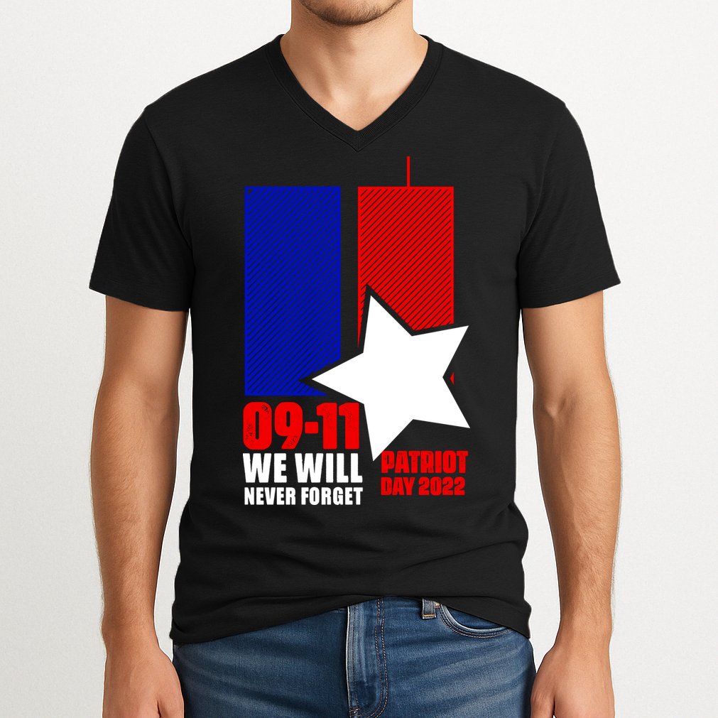 911 We Will Never Forget, 911 Memorial Twin Tower, Patriot Day V-Neck T-Shirt