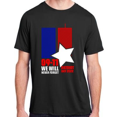 911 We Will Never Forget, 911 Memorial Twin Tower, Patriot Day Adult ChromaSoft Performance T-Shirt