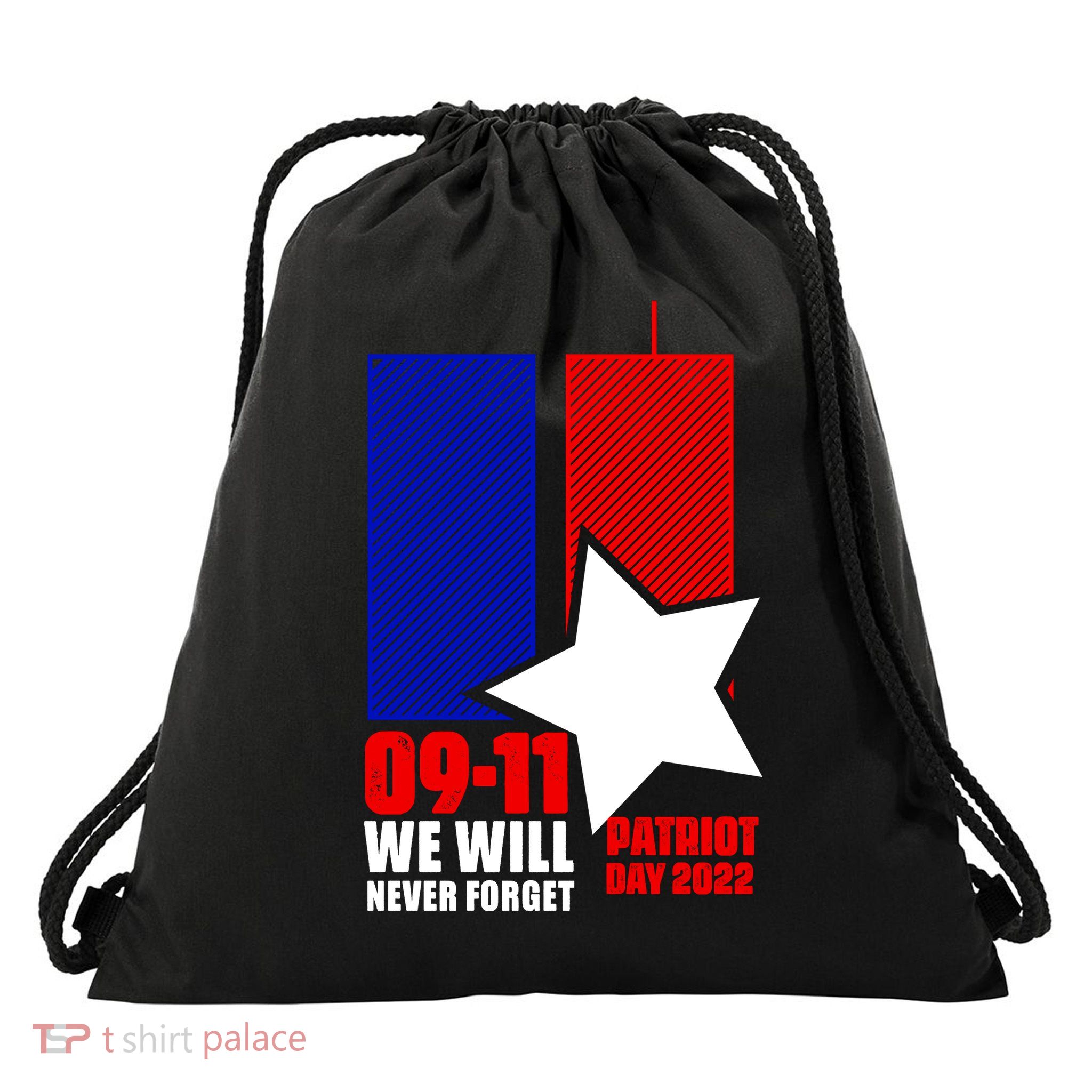 911 We Will Never Forget, 911 Memorial Twin Tower, Patriot Day Drawstring Bag
