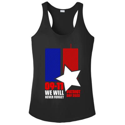 911 We Will Never Forget, 911 Memorial Twin Tower, Patriot Day Ladies PosiCharge Competitor Racerback Tank