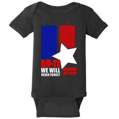 911 We Will Never Forget, 911 Memorial Twin Tower, Patriot Day Baby Bodysuit