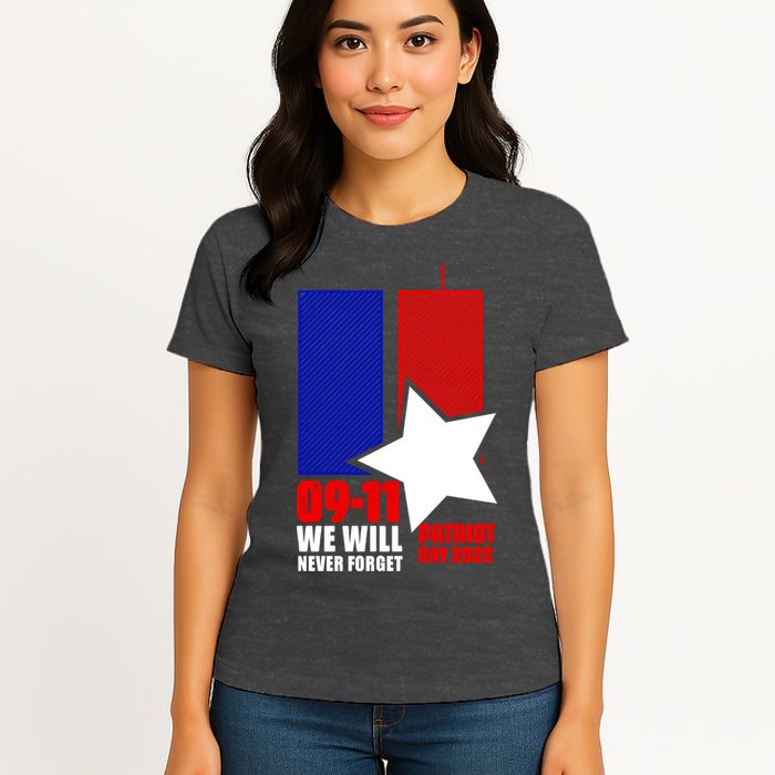 911 We Will Never Forget, 911 Memorial Twin Tower, Patriot Day Womens T-Shirt