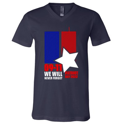 911 We Will Never Forget, 911 Memorial Twin Tower, Patriot Day V-Neck T-Shirt