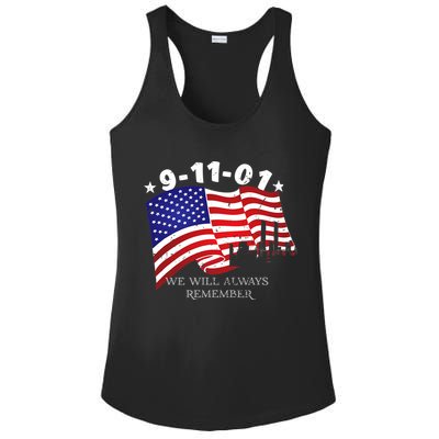 9/11/01 We Will Always Remember Ladies PosiCharge Competitor Racerback Tank