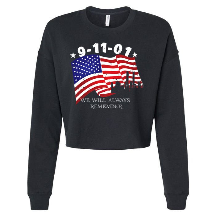9/11/01 We Will Always Remember Cropped Pullover Crew