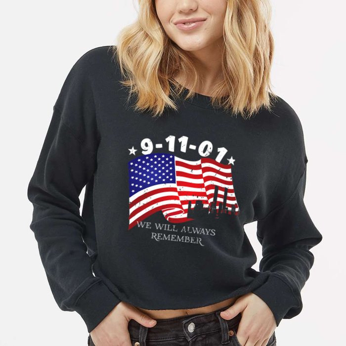 9/11/01 We Will Always Remember Cropped Pullover Crew