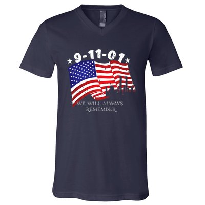 9/11/01 We Will Always Remember V-Neck T-Shirt