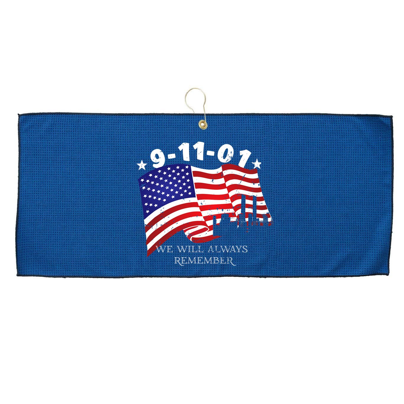 9/11/01 We Will Always Remember Large Microfiber Waffle Golf Towel