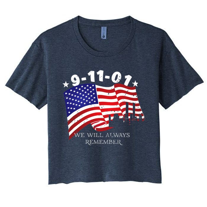 9/11/01 We Will Always Remember Women's Crop Top Tee
