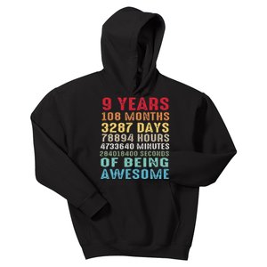 9 Years 108 Months Of Being Awesome Happy 9th Birthday Kids Hoodie