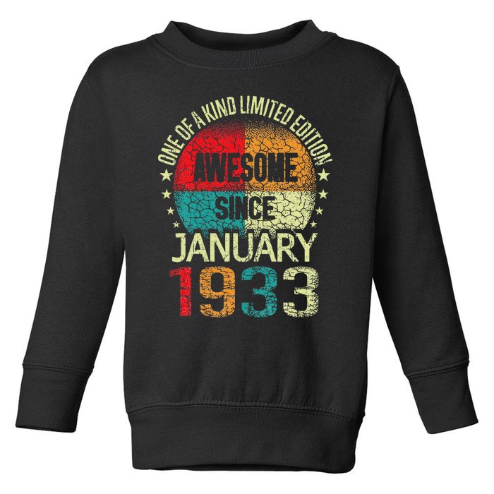 90 Year Awesome Since January 1933 Vintage 90th Birthday 90. Toddler Sweatshirt