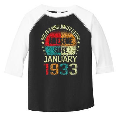 90 Year Awesome Since January 1933 Vintage 90th Birthday 90. Toddler Fine Jersey T-Shirt