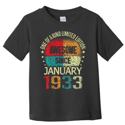 90 Year Awesome Since January 1933 Vintage 90th Birthday 90. Toddler T-Shirt