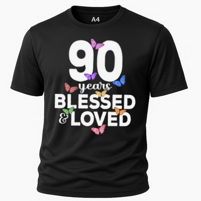 90 Years Blessed And Loved Butterfly 90th Birthday Performance Shirt