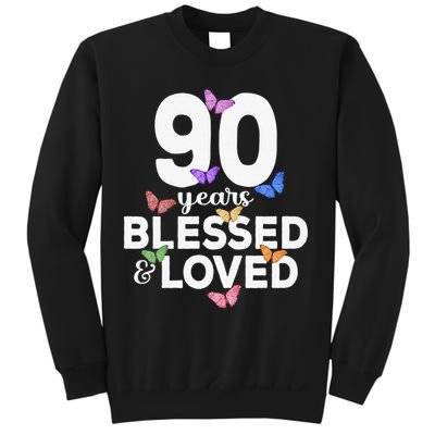 90 Years Blessed And Loved Butterfly 90th Birthday Sweatshirt