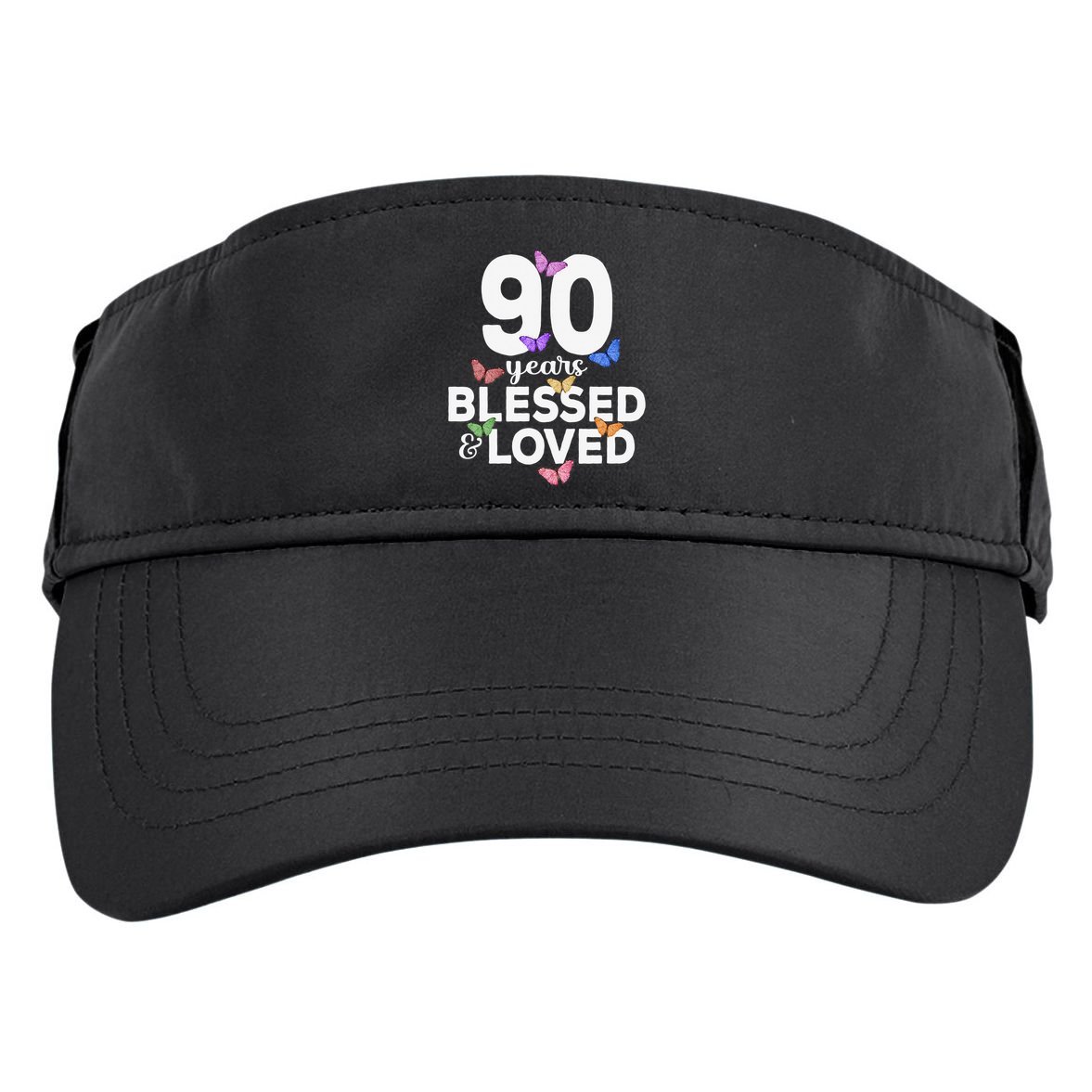 90 Years Blessed And Loved Butterfly 90th Birthday Adult Drive Performance Visor