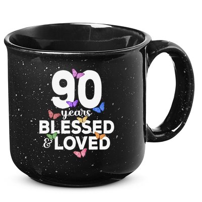 90 Years Blessed And Loved Butterfly 90th Birthday 15oz Campfire Ceramic Mug